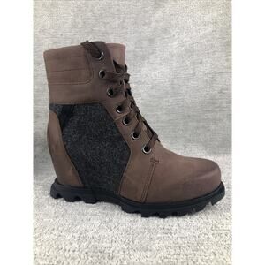 Sorel Women US 8 Joan of Arctic Wedge Lexie Brown Gray Waterproof Snow Boots